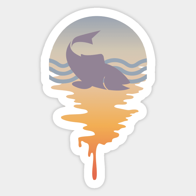 Retro Fish On An Ocean View Sticker by iZiets